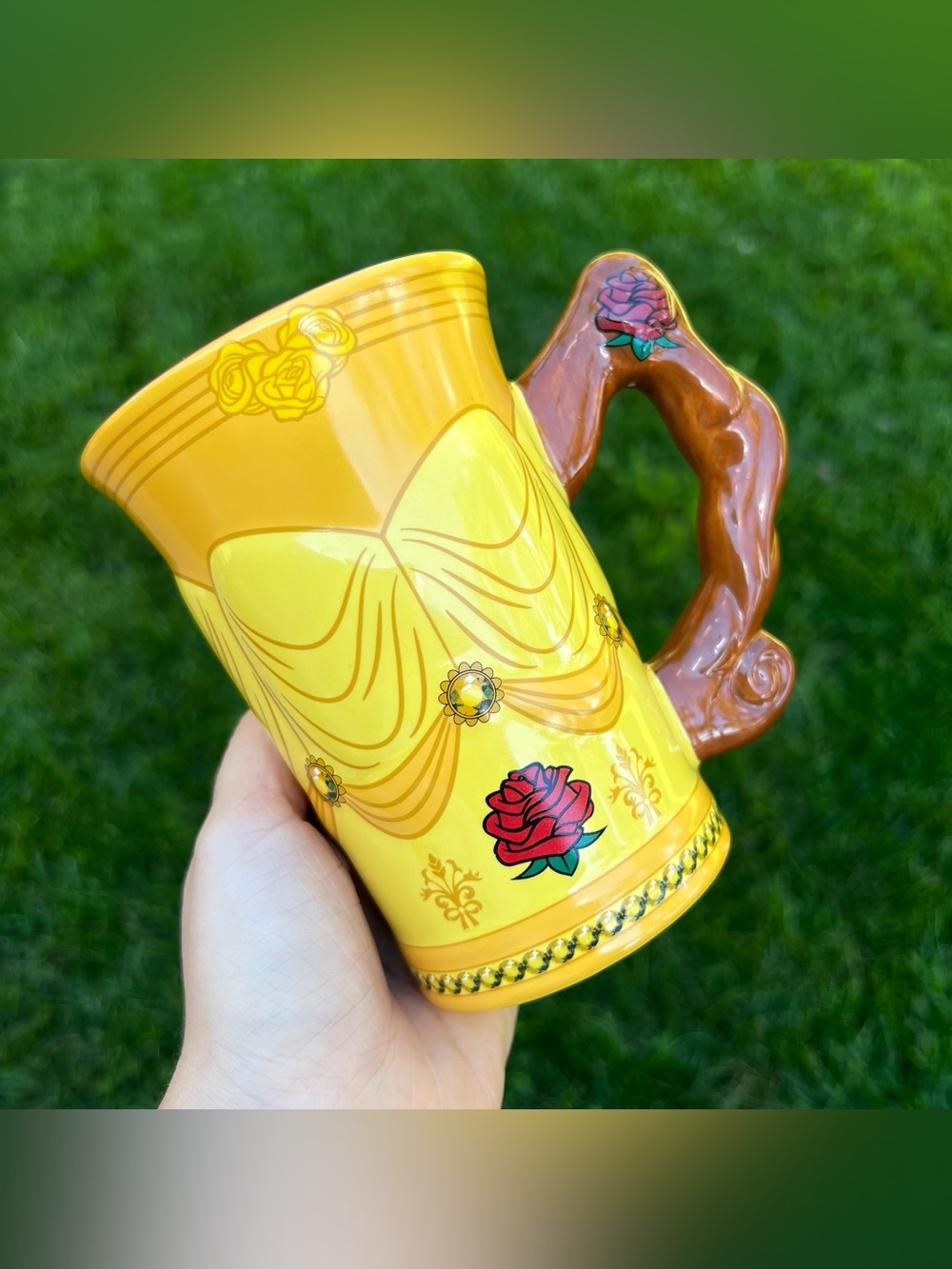 Disney Parks Beauty & the Beast Belle Signature Dress 3D Coffee Mug Hair Handle